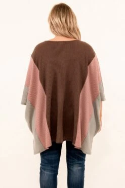 Never Met Anyone Like You Poncho, Brown -Chic Soul Store 10 12 17446