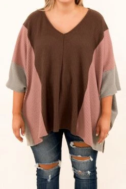 Never Met Anyone Like You Poncho, Brown -Chic Soul Store 10 12 17447