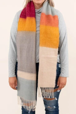 Back In Service Scarf, Light Blue- Oatmeal -Chic Soul Store 10 12 17476