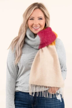 Back In Service Scarf, Light Blue- Oatmeal