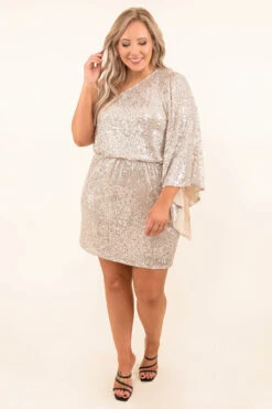 New Year's Eve Night Out Dress, Taupe -Chic Soul Store 10 20 17922