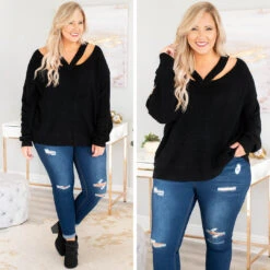 Feeling Just Right Sweater, Black -Chic Soul Store 10.17 15