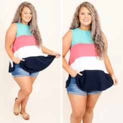 Sailboat Dreams Tank, Mint-Coral Multi -Chic Soul Store 10 1d330117 9795 4b67 8df2 12d02990b31b