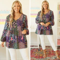 Dazzling Lights Top, Navy -Chic Soul Store 10 51646551 69db 40f3 9fc2 ed7eaa5f1fce