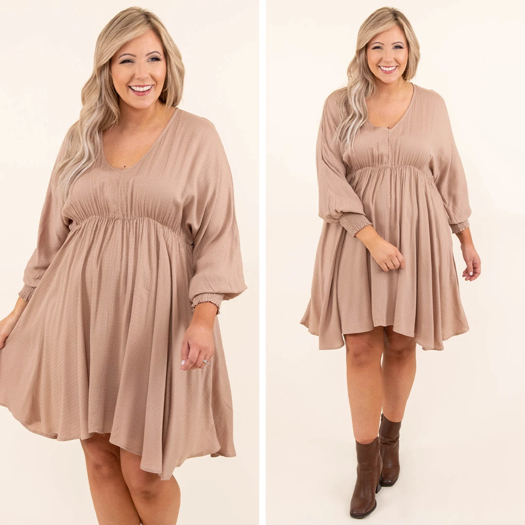 Smocked And Loaded Dress, Taupe 8 Smocked And Loaded Dress, Taupe - Image 6