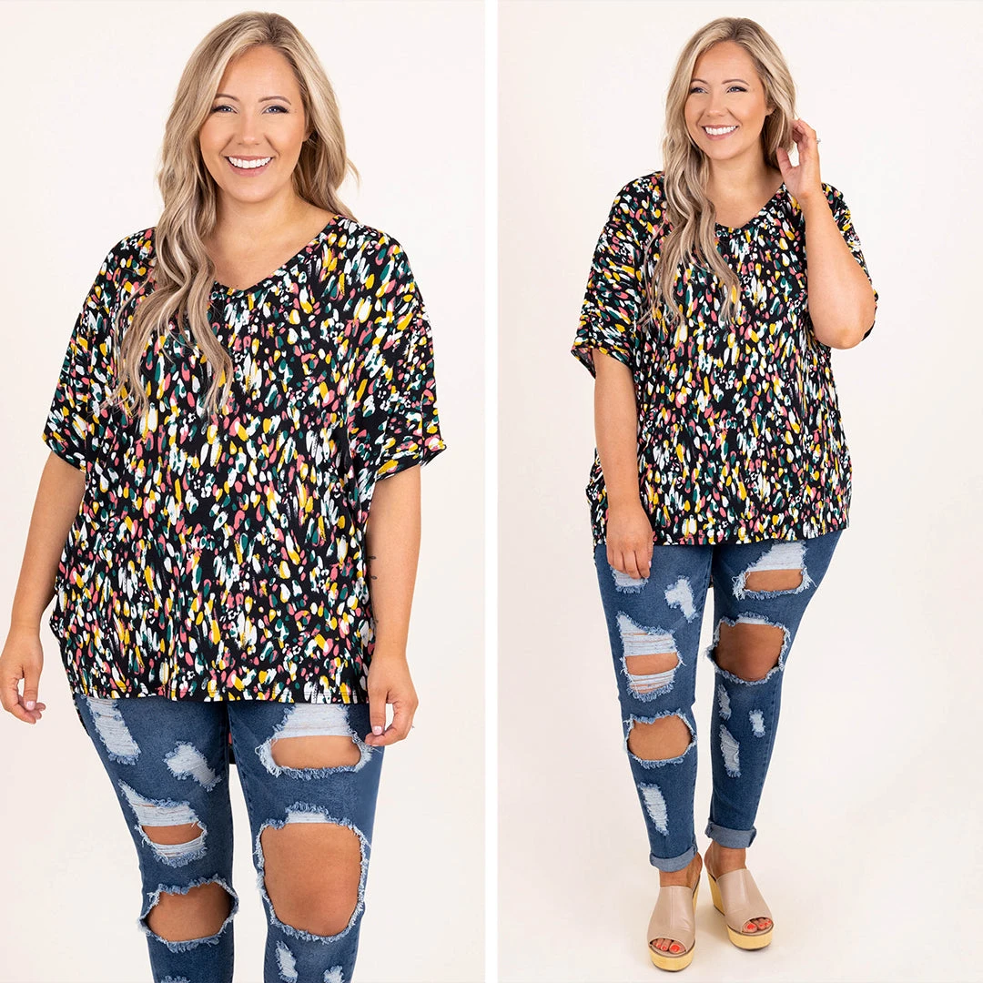 Petal Confetti Top ,Black/Green/Pink 8 Petal Confetti Top ,Black/Green/Pink - Image 6