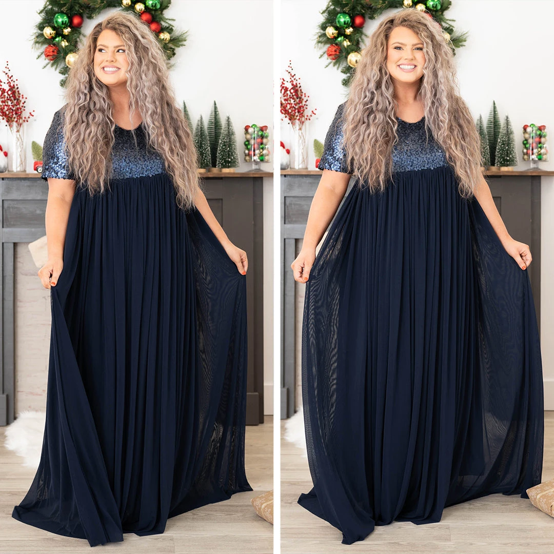 Shining Like A Diamond Dress, Navy 8 Shining Like A Diamond Dress, Navy - Image 6