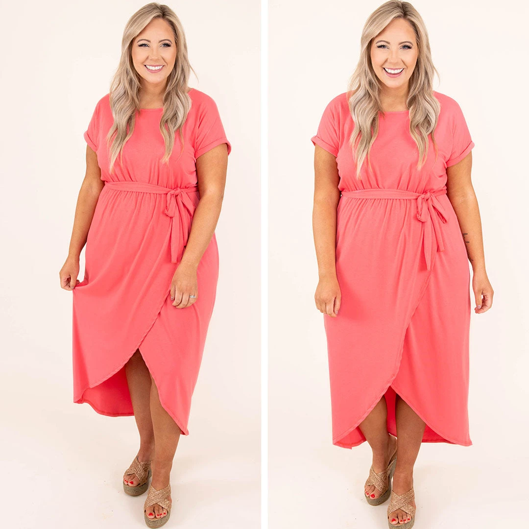 Crossing Paths Dress, Coral 8 Crossing Paths Dress, Coral - Image 6