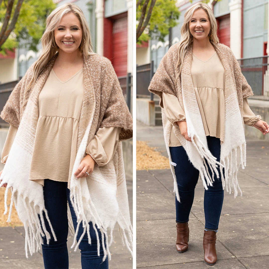 Type Of Elegance Poncho, Mocha 8 Type Of Elegance Poncho, Mocha - Image 6