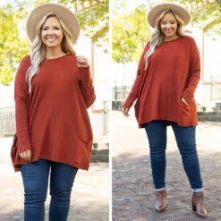 Snow Whispers Tunic, Rust -Chic Soul Store 13 65f10429 f319 496e 9f37 df52e04257e7