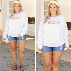 Summer Vacay Sweatshirt, White -Chic Soul Store 13 b6f60623 9b2c 478a 8ec1 927ebb8acfc9