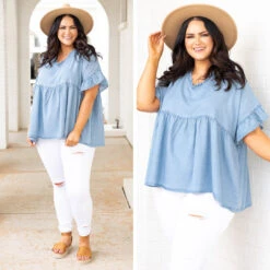 Rockin' Years Top, Light Denim -Chic Soul Store 13 c39b8802 c969 4434 a6d7 d0c9c7a1c017