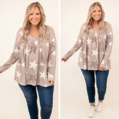 I'll Be Fine In Time Top, Taupe Star -Chic Soul Store 14 7525ddf8 8d14 4cb5 8e72 e19ca20cf30c