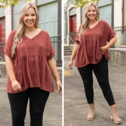 Wide Eyed Gaze Top, Red Brown -Chic Soul Store 14 fa7c8592 2bbf 4844 8b3b 8379a4ac5f4c