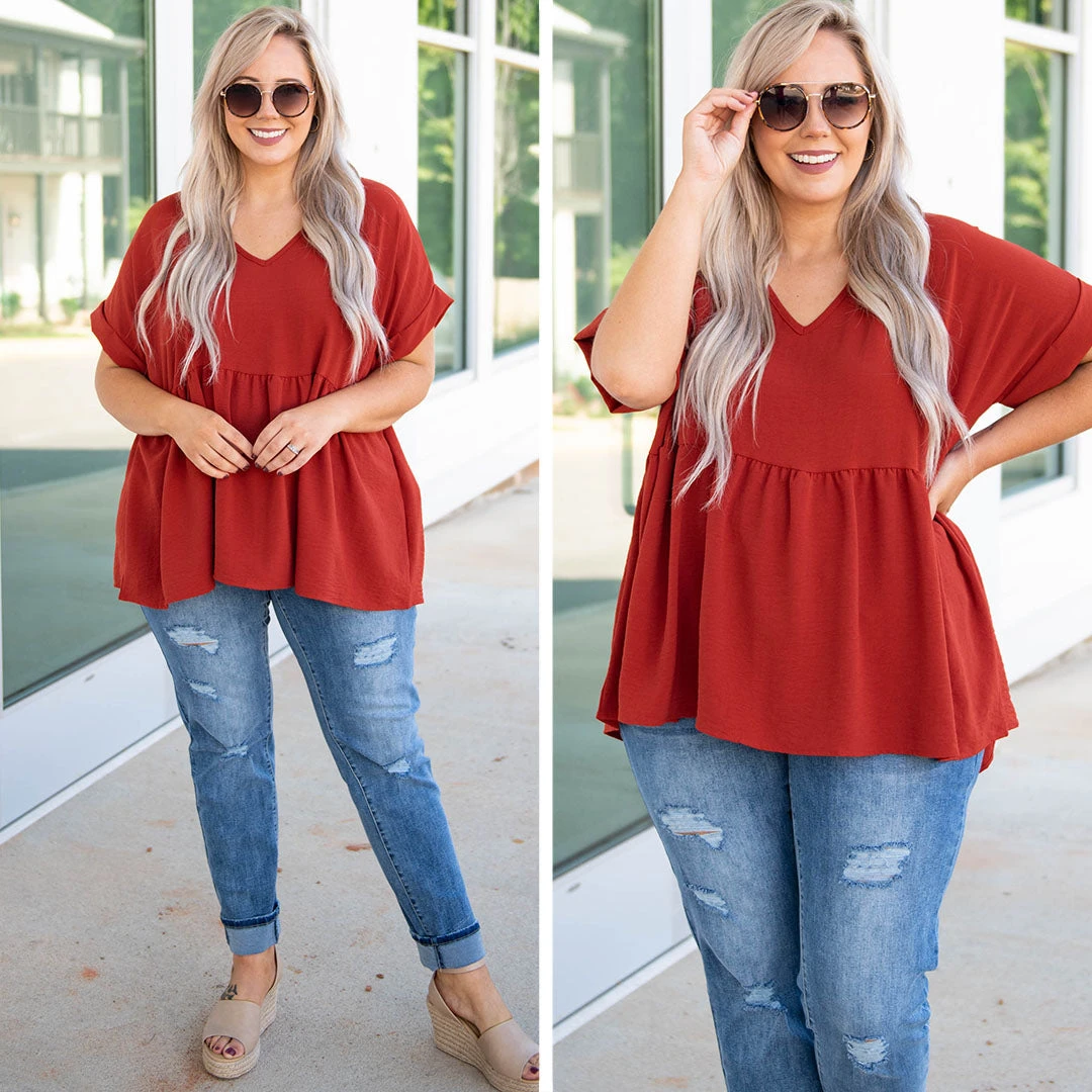 Wide Eyed Gaze Top, Brick 8 Wide Eyed Gaze Top, Brick - Image 6