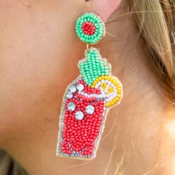 Let's Grab A Drink Earrings, Red -Chic Soul Store 15 60fe3044 6a0f 413b 8930 7a91474c44e0