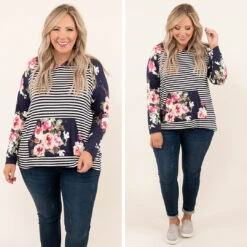 Pocketful Of Flowers Hoodie, Navy -Chic Soul Store 16 a7770fc3 650e 46f2 a5fd 52e9eae7dc78