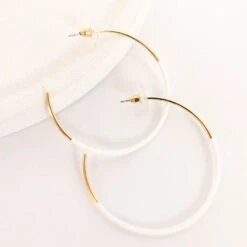 Summer Hoop Earrings, White -Chic Soul Store 17 6a29df9e 59d0 4297 a35b 5aec346583bf