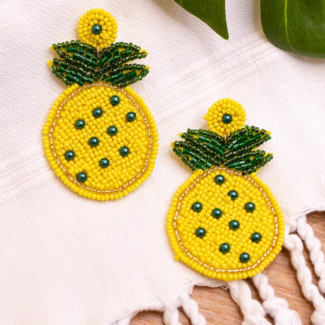 Pineapple Dreams Earrings, Yellow 5 Pineapple Dreams Earrings, Yellow - Image 3