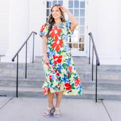 Summer Sunrise Dress, Off White Mix