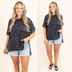 Taking A Dip Top, Blue-Grey Mineral Wash -Chic Soul Store 18 a9e5d589 5a52 4e42 941b 4c6ed44709cc