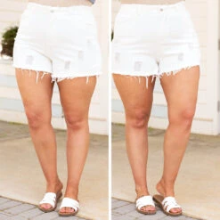 Beach Hangout Shorts, White -Chic Soul Store 18 cc2fbc21 966d 4620 9395 e53c13aa9190