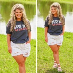 Red Stripes For Life Tee, Heather Navy -Chic Soul Store 19 5cfc7099 88af 4955 b1b4 43bad6539735