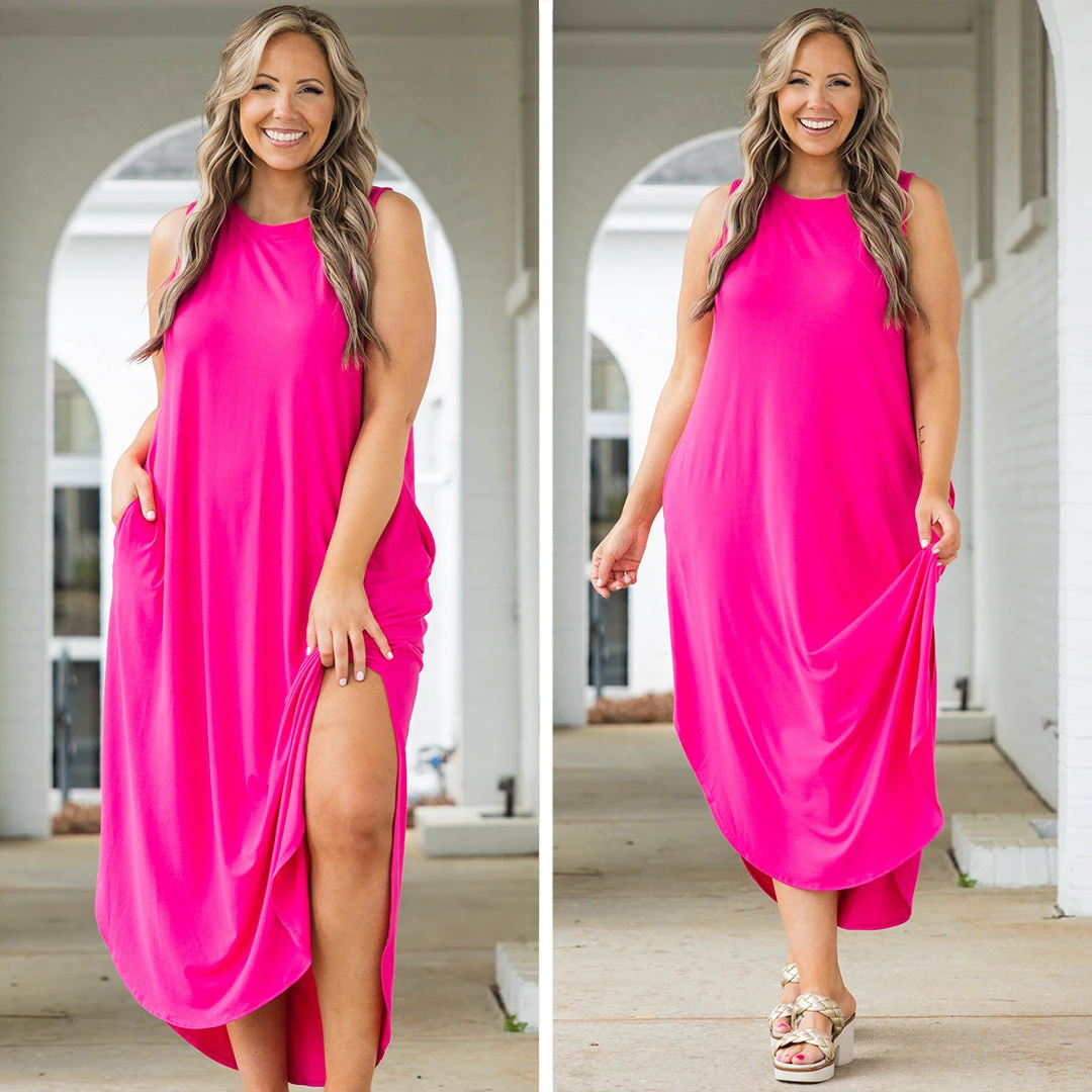 Simple Truths Midi Dress, Fuchsia 8 Simple Truths Midi Dress, Fuchsia - Image 6
