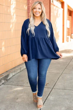 This Is Real, This Is Me Top, Navy -Chic Soul Store 1B7A6725