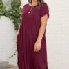 Here We Go Again Dress, Burgundy -Chic Soul Store 1B7A7948 Edit