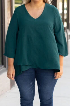 Treasured Moments Top, Hunter Green -Chic Soul Store 1B7A8481