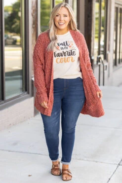 Snowed In Cardigan, Rust -Chic Soul Store 1B7A8545