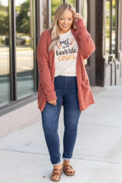 Snowed In Cardigan, Rust -Chic Soul Store 1B7A8547