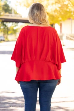 A Cool Flow Blouse, Red -Chic Soul Store 1I5A1583