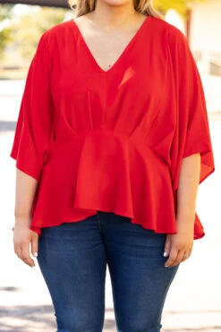 A Cool Flow Blouse, Red -Chic Soul Store 1I5A1584