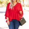 A Cool Flow Blouse, Red 1 A Cool Flow Blouse, Red -Chic Soul Store 1I5A1591
