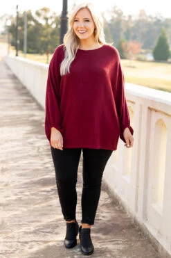 Still The One Tunic, Dark Ruby -Chic Soul Store 1I5A2375