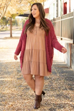 I've Got It All Cardigan, Marsala -Chic Soul Store 1I5A7486 Edit 1