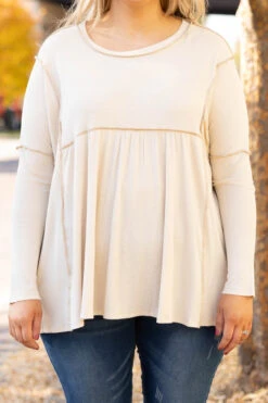 How The Story Goes Top, Oatmeal -Chic Soul Store 1I5A7822