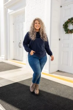 Curved Hem Slouchy Dolman Tunic, Navy Sequin 14 Curved Hem Slouchy Dolman Tunic, Navy Sequin -Chic Soul Store 1I5A7888