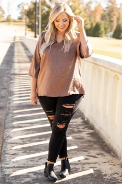 Come Prepared Blouse, Mocha -Chic Soul Store 1I5A8363