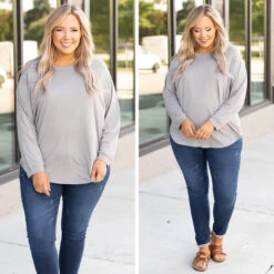 Curved Hem Slouchy Dolman Tunic, Smokey Gray 13 Curved Hem Slouchy Dolman Tunic, Smokey Gray -Chic Soul Store 1 7a30d5c0 4ffc 4785 bbea 99bcbb7a6a39