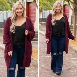 All The Warmth Cardigan, Burgundy -Chic Soul Store 1 8f426ec3 9a0f 4ba3 9053 a4657b217a42