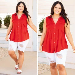 A Summer To Remember Top, Tomato Red -Chic Soul Store 1 945d4240 ddcc 48cf 91ca 62a451bd6e39