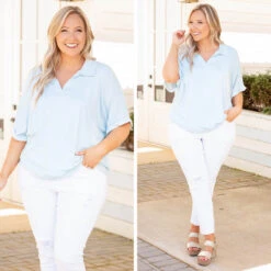 A Little Basic Top, Light Blue -Chic Soul Store 1 a5beace1 300a 45a2 a24e 1db2d768597f