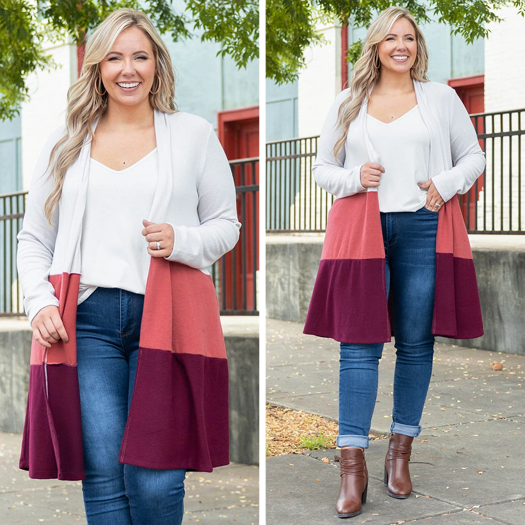 All Business No Play Cardigan, Oyster-Marsala-Burgundy 8 All Business No Play Cardigan, Oyster-Marsala-Burgundy - Image 6