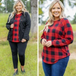 Curved Hem Slouchy Dolman Tunic, Red Plaid -Chic Soul Store 1 bfdf30fa 78ee 4f3d 87b3 8e7645952289