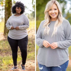 Curved Hem Slouchy Dolman Tunic, Heather Grey Thermal -Chic Soul Store 1 cfcc83b6 d7ef 4569 a93a b9c309e8932b