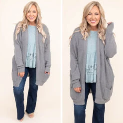 If Only Maybe Cardigan, Gray -Chic Soul Store 2.20 15 932042a9 b174 4733 9f48 a6b7a2f7719c