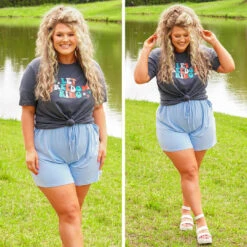 Sounds Of Freedom Tee, Heather Navy -Chic Soul Store 21